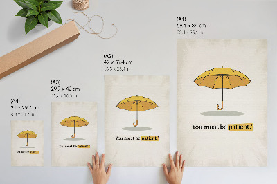 Poster Ombrello giallo su sfondo crema, minimalismo
