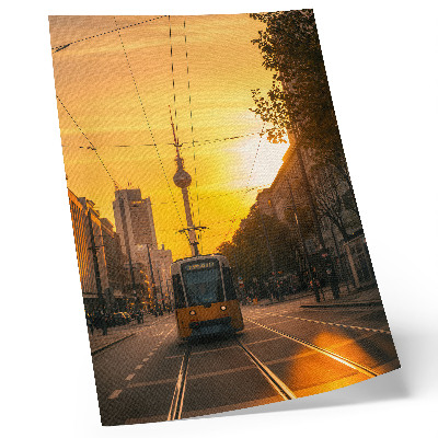 Stampa su tela Vita serale della città, tram, strade, edifici