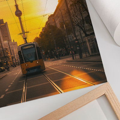 Stampa su tela Vita serale della città, tram, strade, edifici