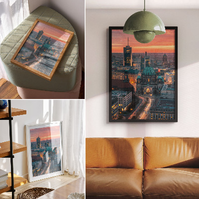 Poster Città moderna di sera con una calda illuminazione