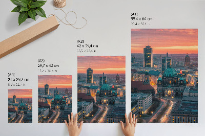 Poster Città moderna di sera con una calda illuminazione