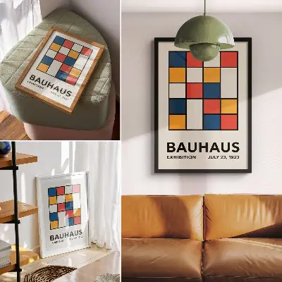 Stampa su tela con forme geometriche in stile minimalista