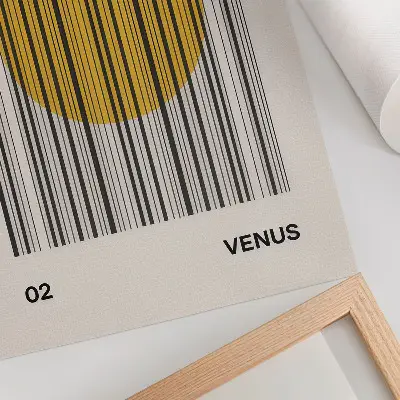 Poster linee di contrasto con cerchio giallo in stile op art