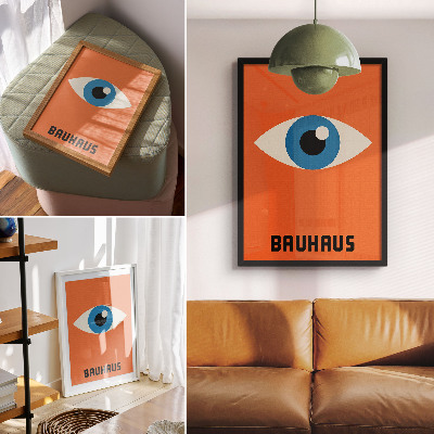 Poster Occhio in forme geometriche su sfondo arancione