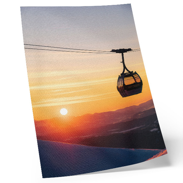 Poster Funivia al tramonto in montagna