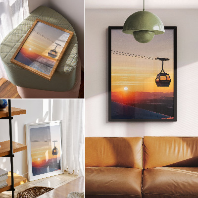Poster Funivia al tramonto in montagna