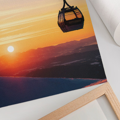Poster Funivia al tramonto in montagna