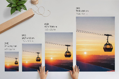 Poster Funivia al tramonto in montagna