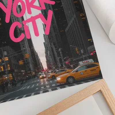 Poster grattacieli con accento rosa moderno