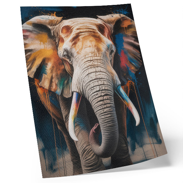 Stampa su tela Silhouette di elefante colorata con accenti moderni e surrealismo