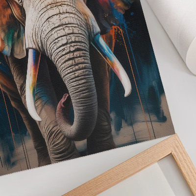 Stampa su tela Silhouette di elefante colorata con accenti moderni e surrealismo