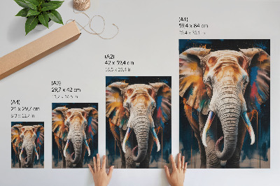 Stampa su tela Silhouette di elefante colorata con accenti moderni e surrealismo