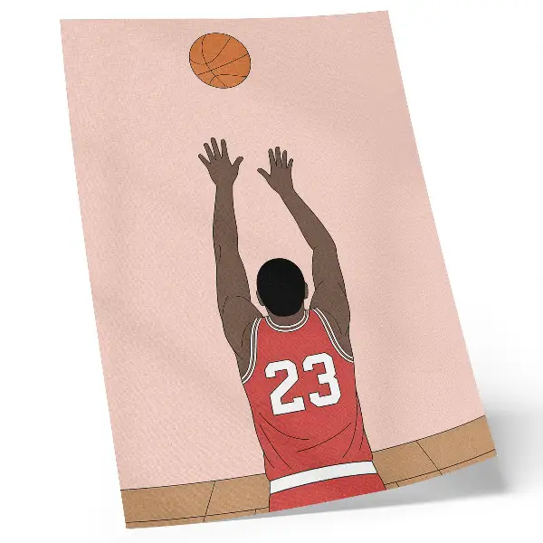 Foto su tela giocatore di basket color rosa pastello con palla in volo