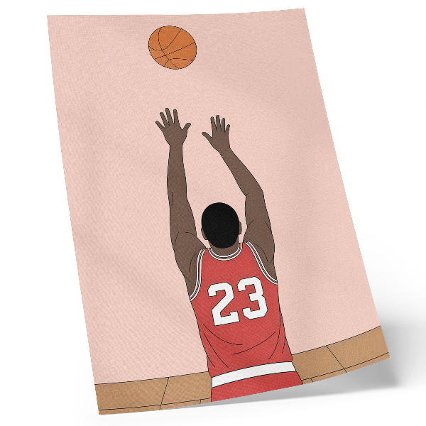 Foto su tela Giocatore di basket rosa pastello con la palla in volo