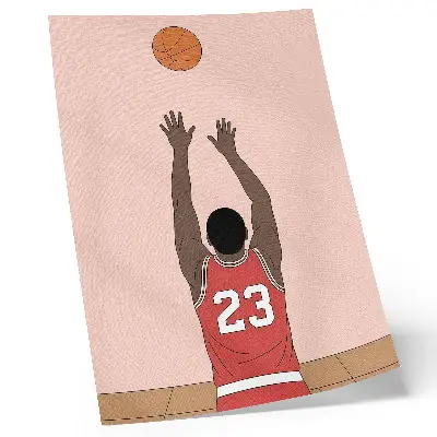 Foto su tela giocatore di basket color rosa pastello con palla in volo