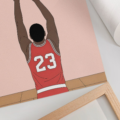 Foto su tela Giocatore di basket rosa pastello con la palla in volo