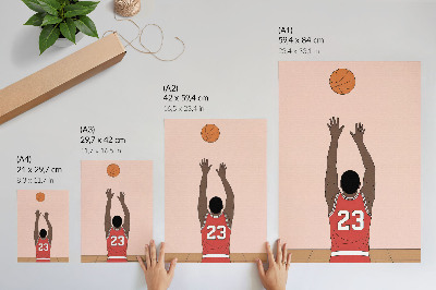 Foto su tela Giocatore di basket rosa pastello con la palla in volo