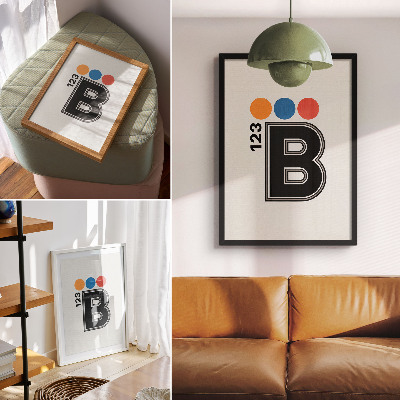 Foto su tela Lettera in stile geometrico con gocce colorate