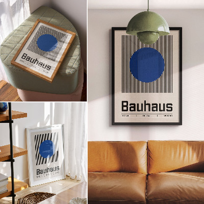 Poster Un grande cerchio blu su linee bianche e nere