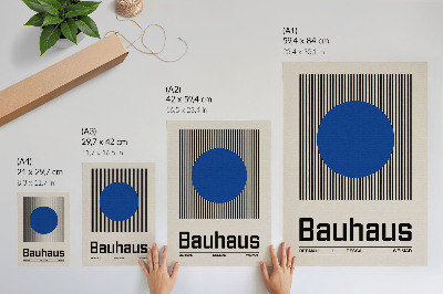 Poster Un grande cerchio blu su linee bianche e nere