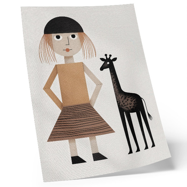 Foto su tela Figura geometrica con giraffa, semplicità e stile