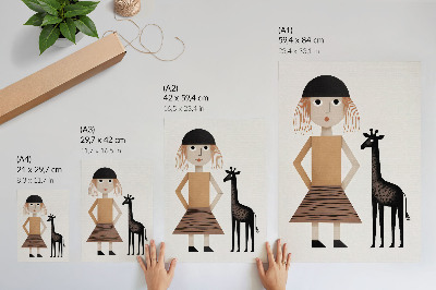 Foto su tela Figura geometrica con giraffa, semplicità e stile