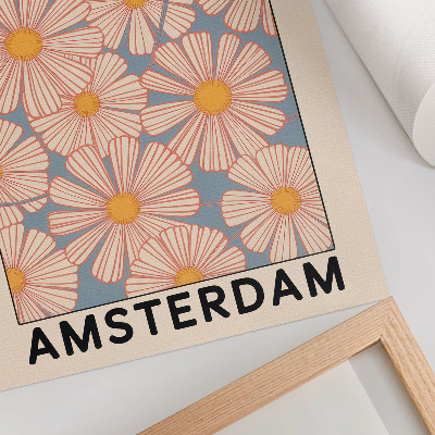 Stampa su tela Stile retrò con colori vivaci e motivo floreale