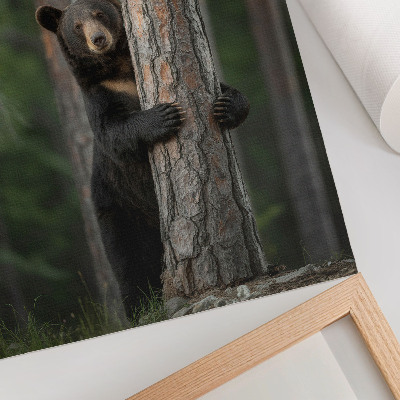 Poster Orso nella foresta, composizione realistica