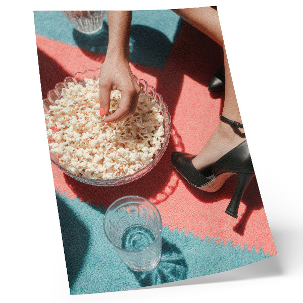 Foto su tela Tappeto colorato, popcorn, vetro, figura elegante