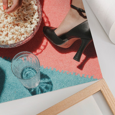 Foto su tela Tappeto colorato, popcorn, vetro, figura elegante