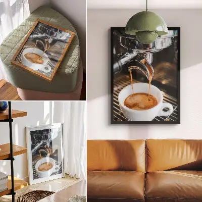 Poster tazza bianca con grafica espressiva in stile moderno