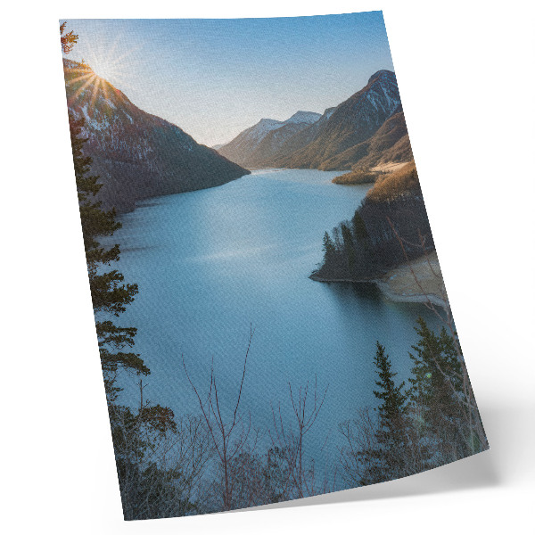 Stampa su tela Montagne maestose, lago, sole, armonia della natura