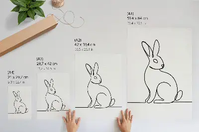Poster con silhouette di un coniglio a linea sottile
