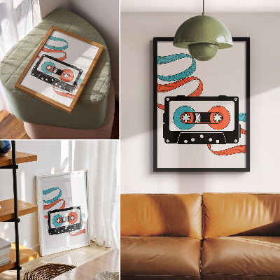 Foto su tela Cassetta in stile pop art retrò con decorazioni colorate