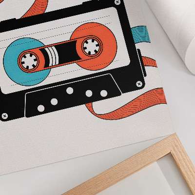 Foto su tela Cassetta in stile pop art retrò con decorazioni colorate