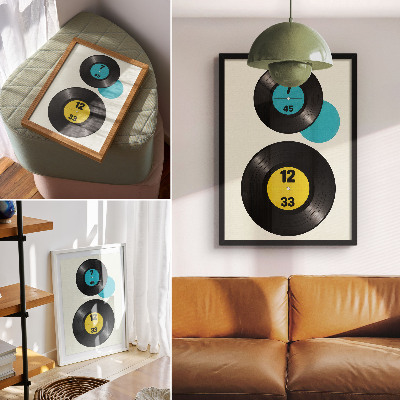Poster Dischi in vinile moderni giallo turchese