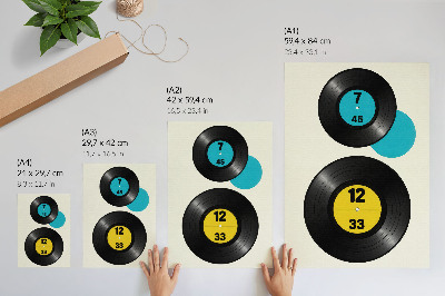 Poster Dischi in vinile moderni giallo turchese