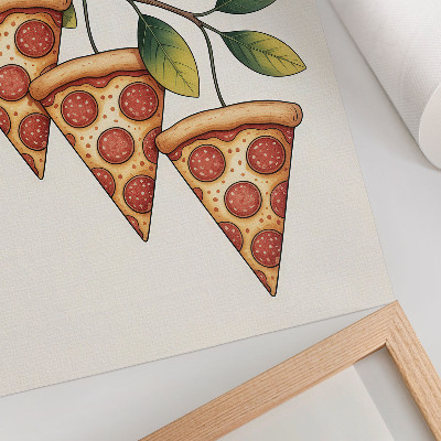 Stampa su tela Fette di pizza dai colori vivaci su un ramo d'albero.