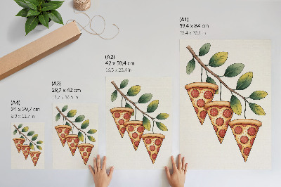 Stampa su tela Fette di pizza dai colori vivaci su un ramo d'albero.