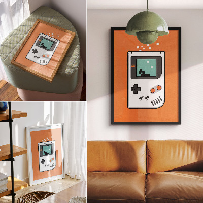 Foto su tela Schermo pixelato in stile retrò per console, sfondo arancione