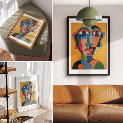 Foto su tela Ritratto geometrico dai colori vivaci in stile moderno