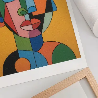 Foto su tela ritratto geometrico con colori vivaci in stile moderno