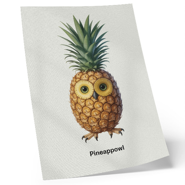 Stampa su tela Una fantasiosa combinazione di ananas e gufo