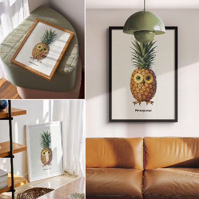 Stampa su tela Una fantasiosa combinazione di ananas e gufo