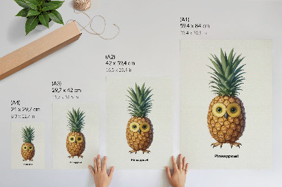 Stampa su tela Una fantasiosa combinazione di ananas e gufo