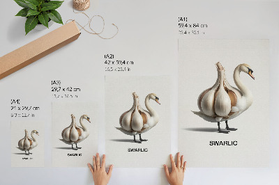 Poster Cigno combinato con surrealismo all'aglio
