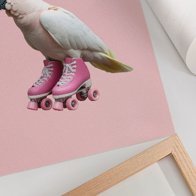 Stampa su tela Un pappagallo sui pattini a rotelle, colori pastello, modernità