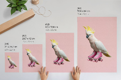 Stampa su tela Un pappagallo sui pattini a rotelle, colori pastello, modernità