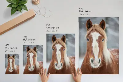 Poster ritratto di un cavallo in un'atmosfera invernale di pace naturale e armonia