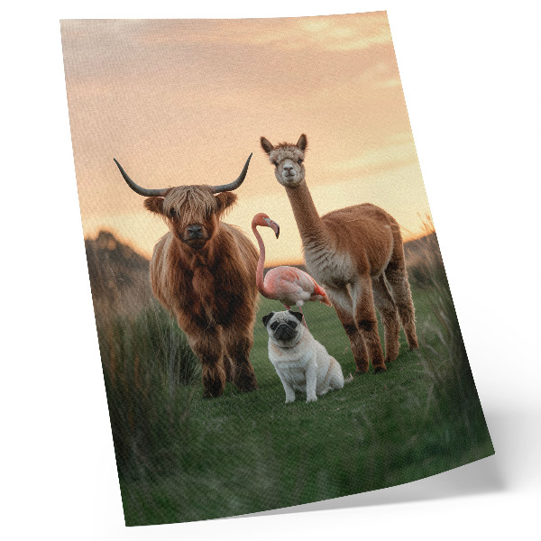 Poster Animali sullo sfondo di un tramonto, l'armonia della natura